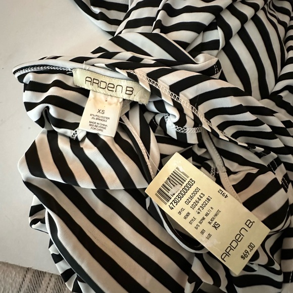 Arden B Black & White Striped Vintage 90’s/Y2K Stretch Cutout Back Dress NWT XS - Picture 9 of 15